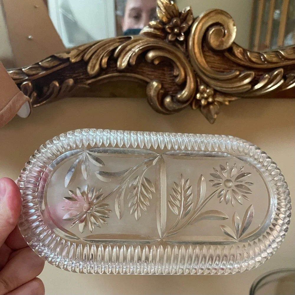 Vintage 2 Pc Lausitzer Glass Germany 25% Lead Crystal Creamer and Butter Dish - Picture 4 of 5